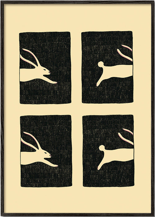 Tavla med kaniner i paneler – Black Frame