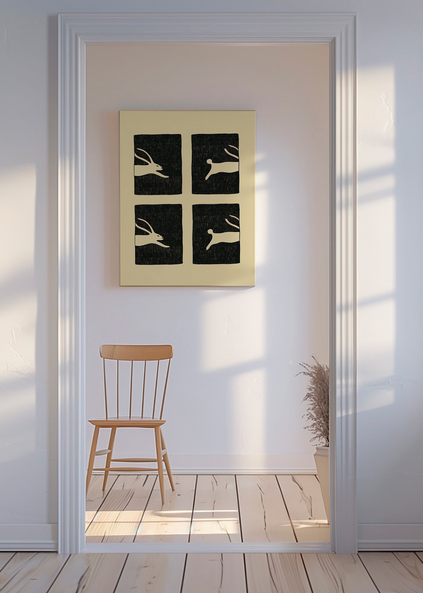 Tavla med kaniner i paneler – Canvas