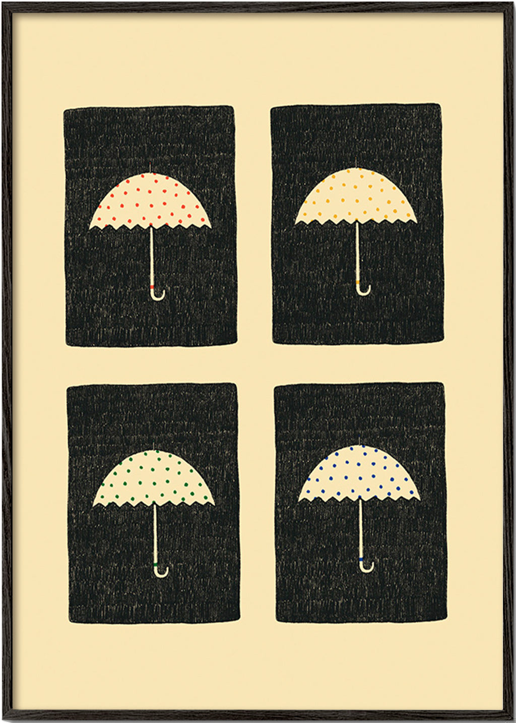 Illustration med upprepade paraplyer – Black Frame