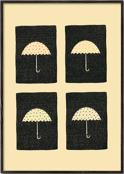 Illustration med upprepade paraplyer – Black Frame