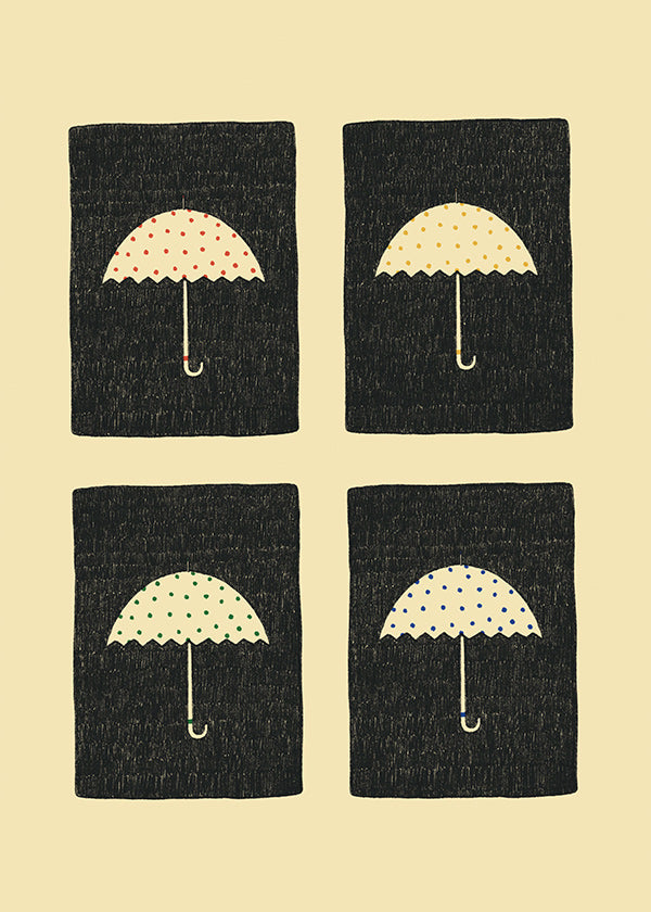 Illustration med upprepade paraplyer