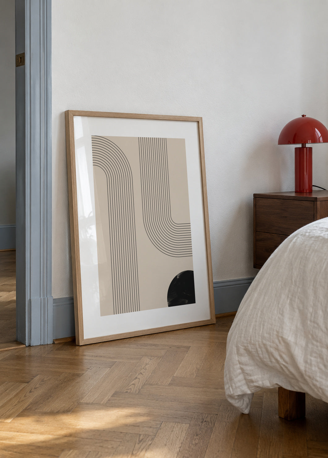 Black Minimal Line Art - Framed poster in an interior