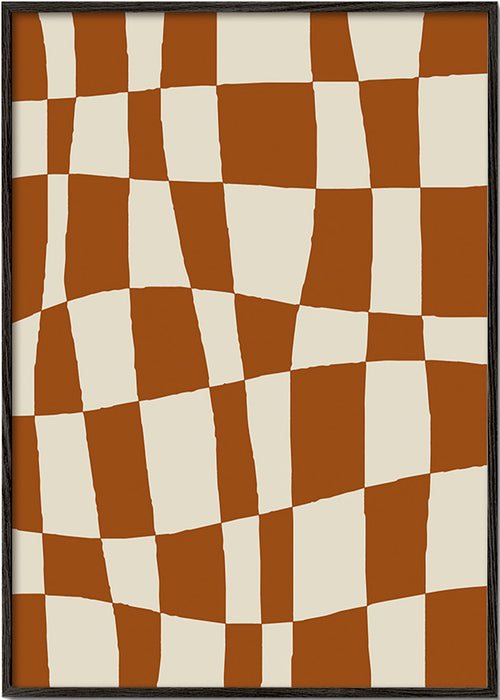 Geometrisk poster med vågigt schackmönster – Black Frame