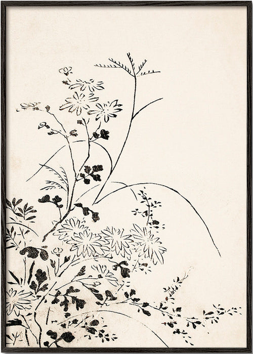 Botaniskt bläcktryck i japansk minimalism – Black Frame