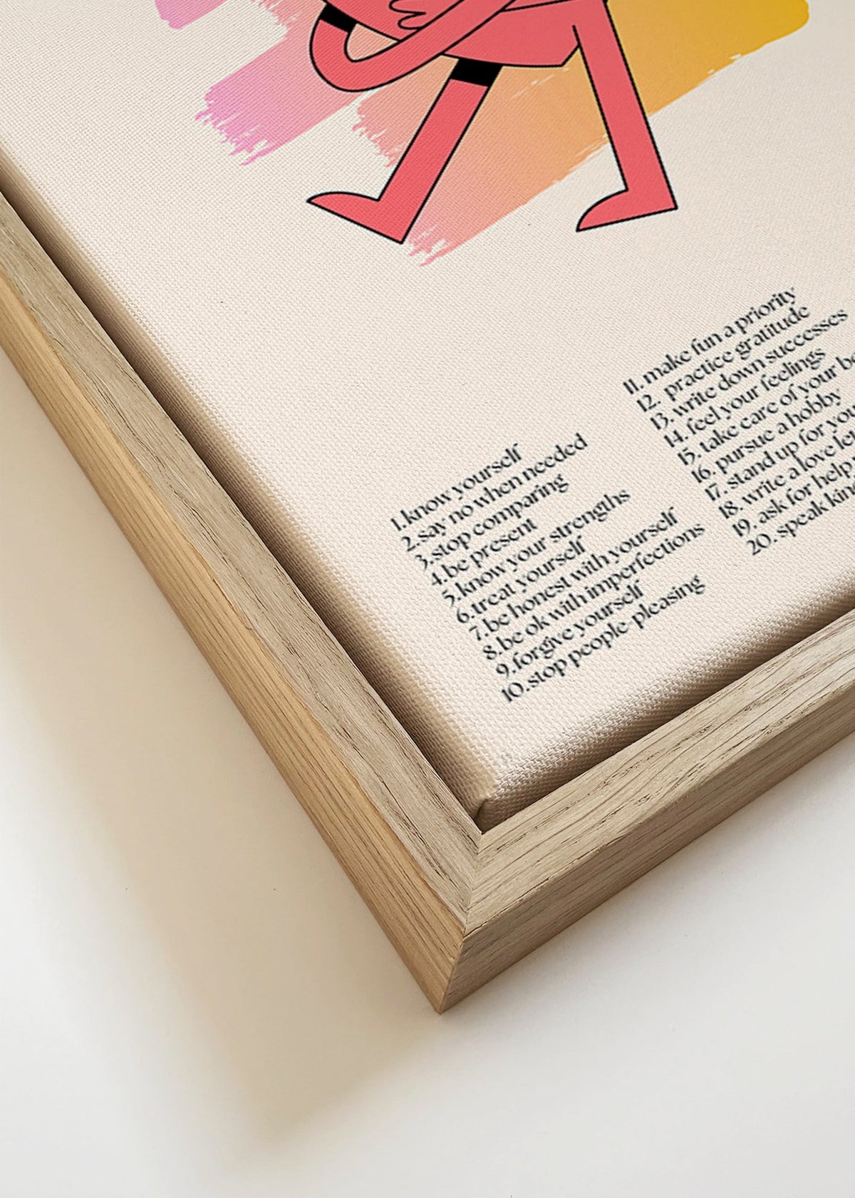 Illustration: Hjärtat som kramar sig med pastellpenseldrag – Canvas detail