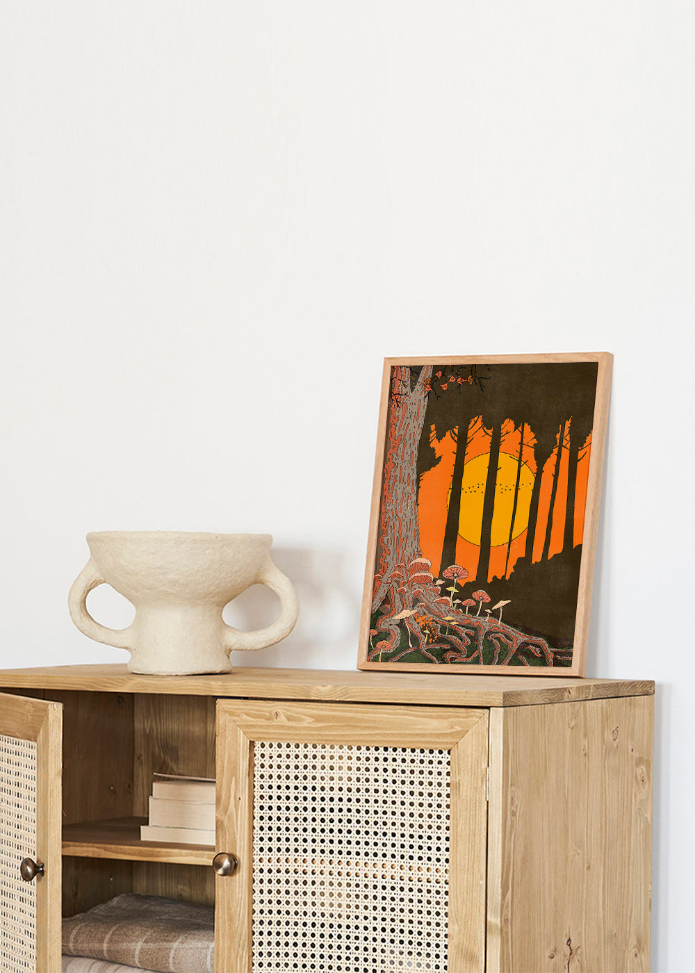 Illustration skog i solnedgång med svampar – Product3