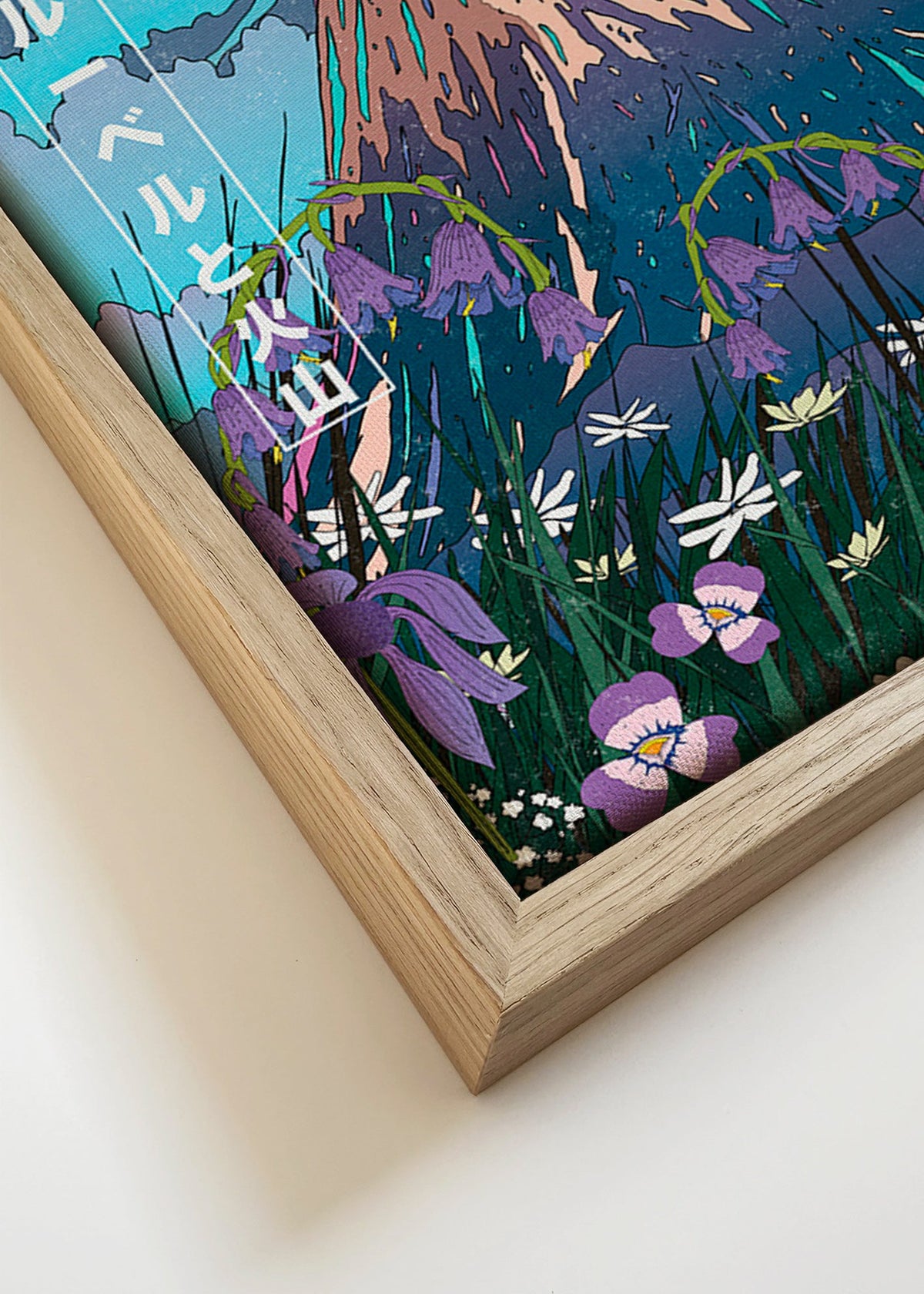 Landskapskonst: vulkan med klockblommor – Canvas detail