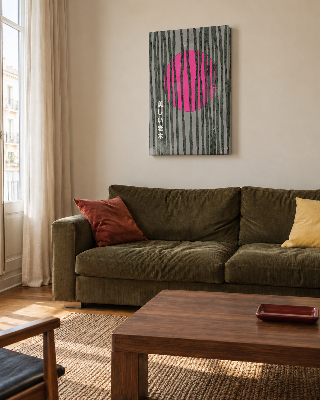 Bamboo Forest Beautiful Old Tree - Unframed canvas in an interior