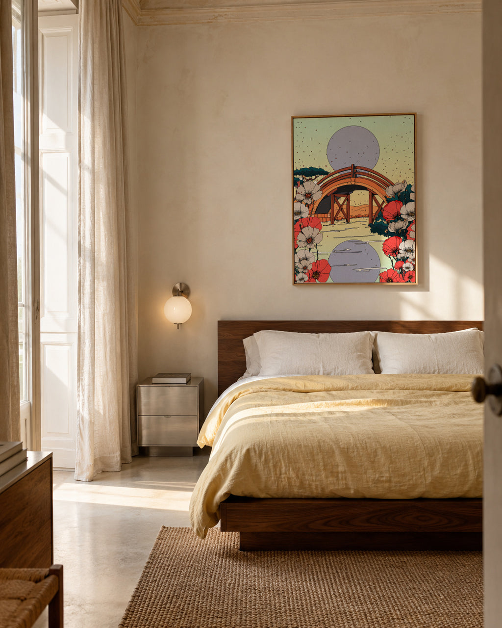 Japanese Bridge Landscape - Framed canvas in an interior