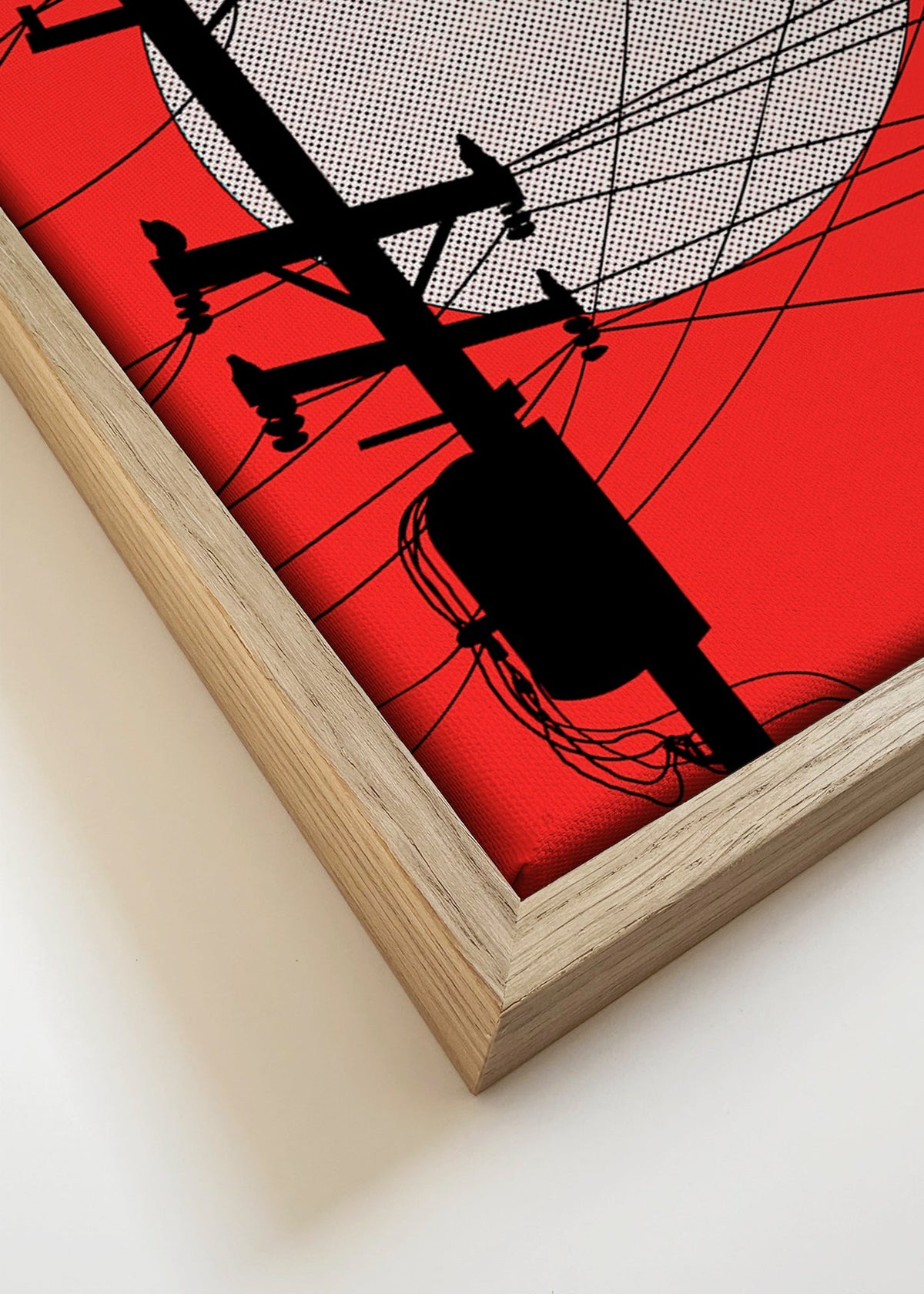 Japansk solillustration med ledningar – Canvas detail