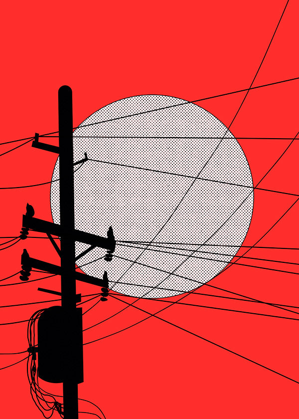 Japansk solillustration med ledningar