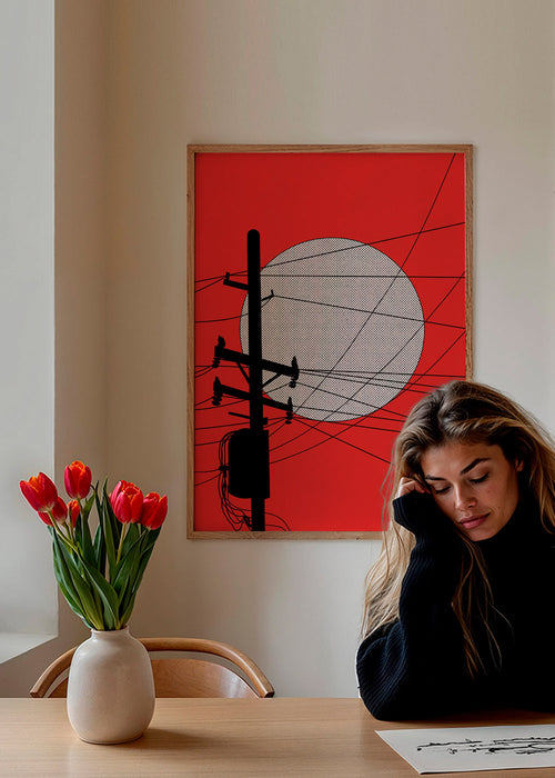 Japansk solillustration med ledningar – Product1
