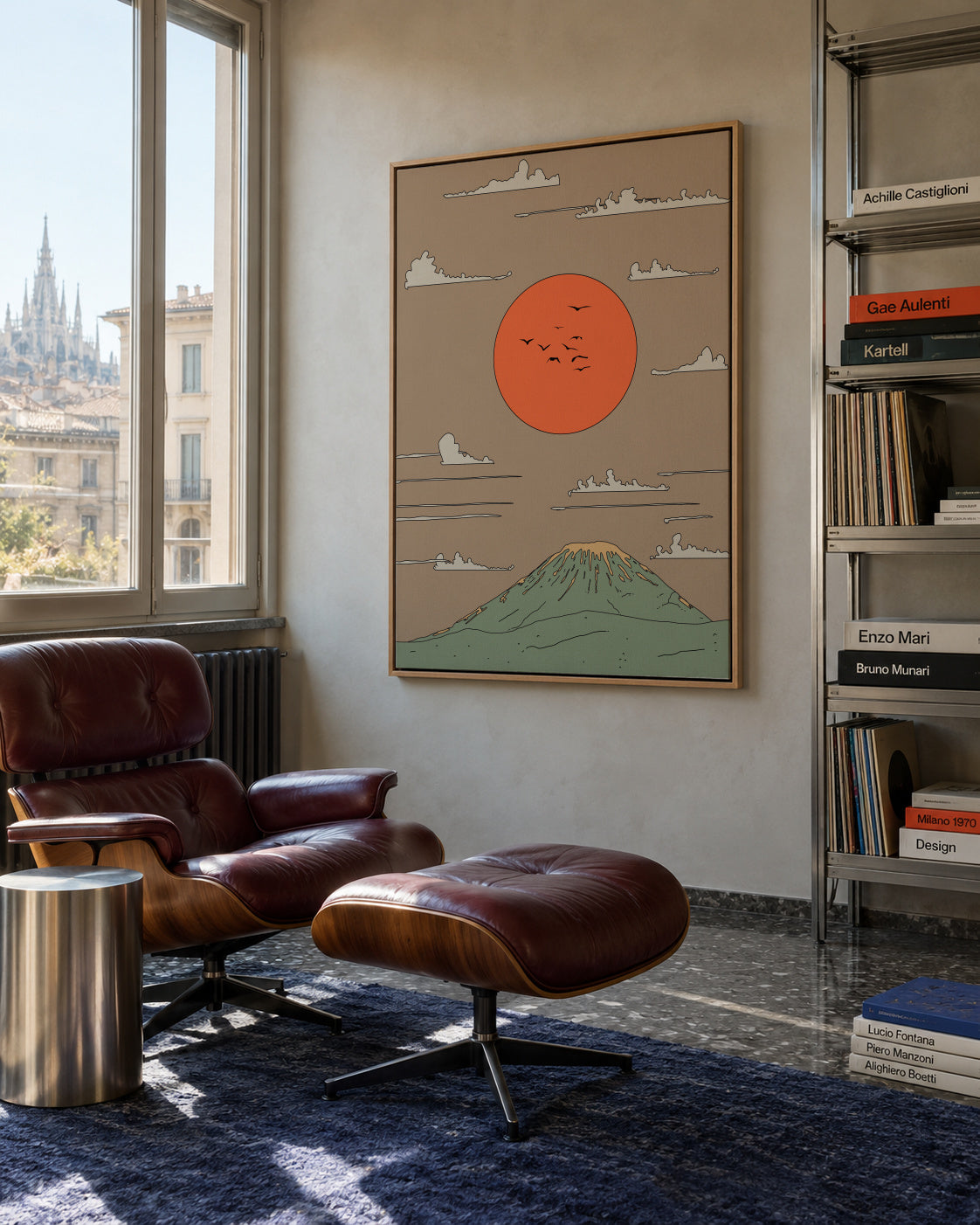 Japanese Sunrise - Framed canvas in an interior