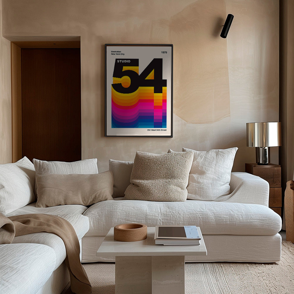 Vintage print Studio 54 med färgvågor – Canvas1