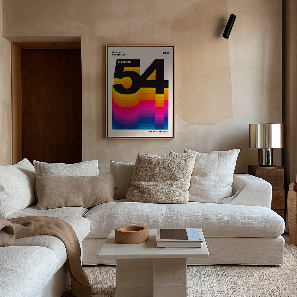 Vintage print Studio 54 med färgvågor – Canvas2