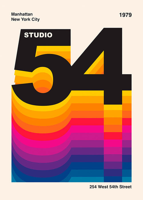 Vintage print Studio 54 med färgvågor
