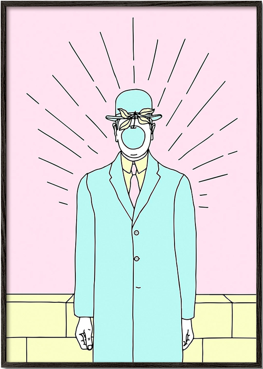 Surreal illustration av man med äpple – Black Frame