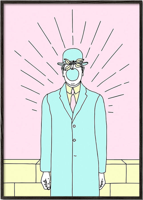 Surreal illustration av man med äpple – Black Frame