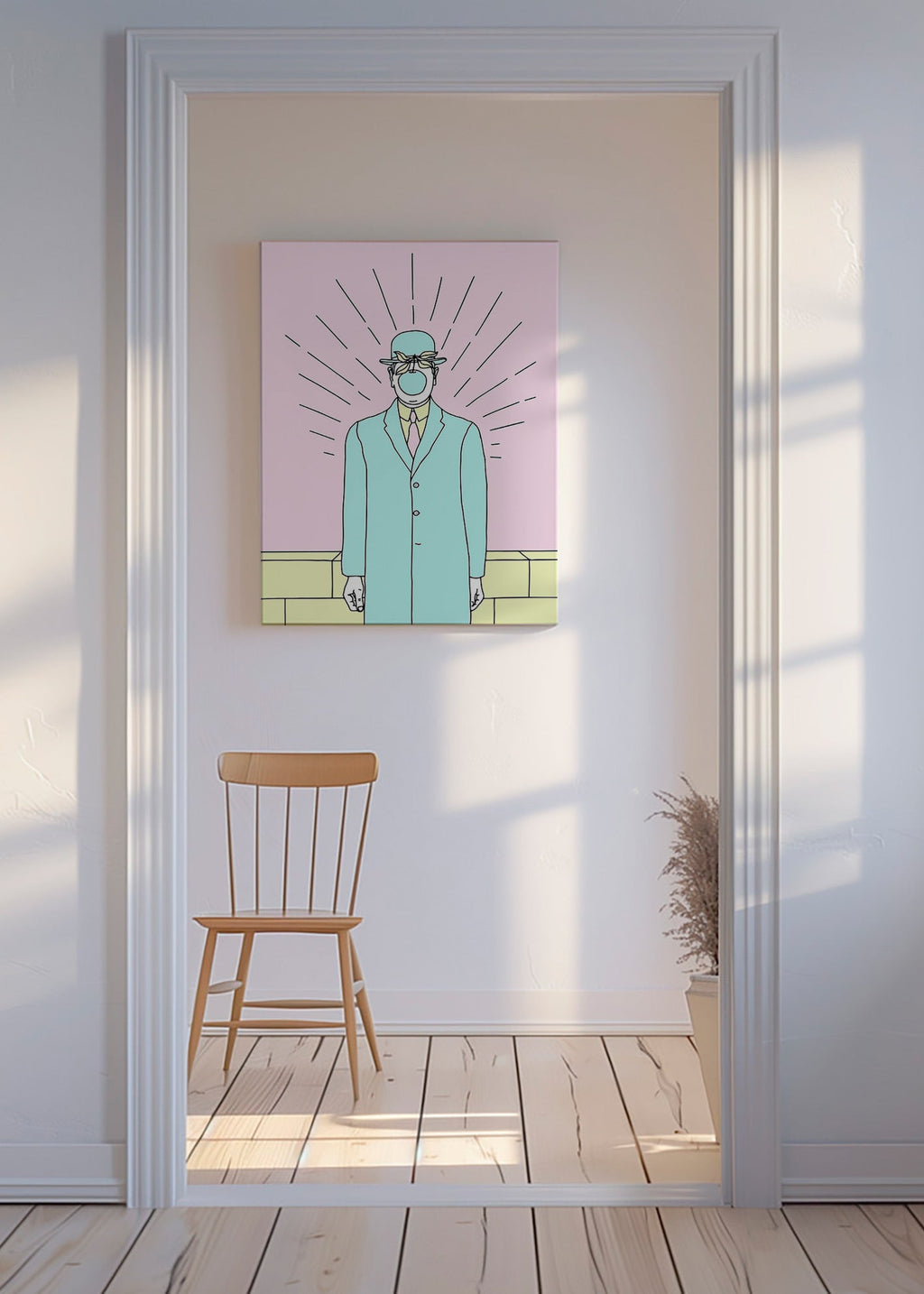Surreal illustration av man med äpple – Canvas