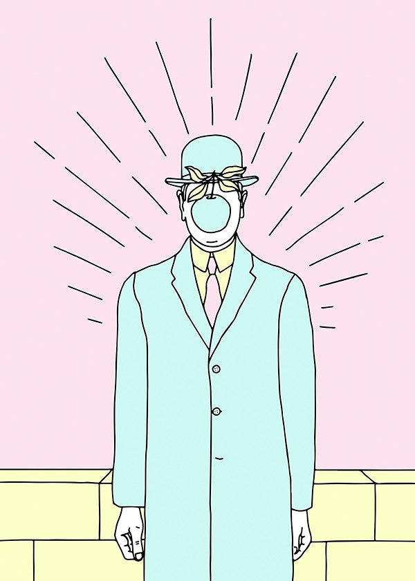 Surreal illustration av man med äpple
