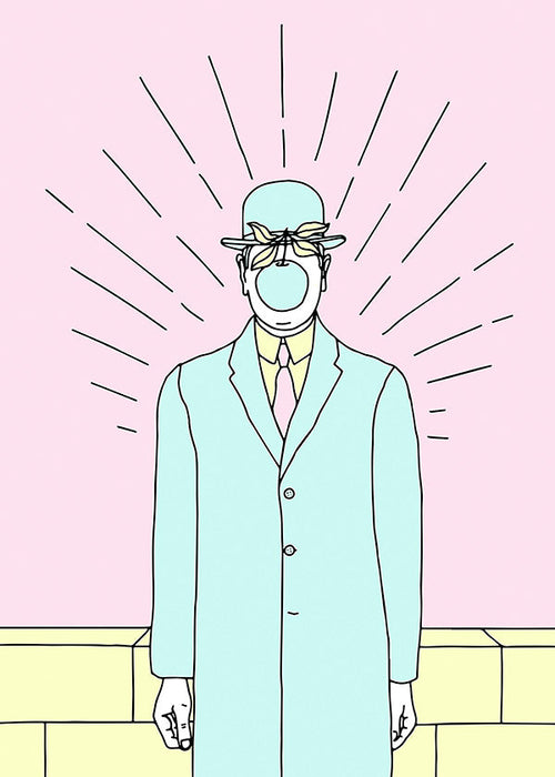 Surreal illustration av man med äpple