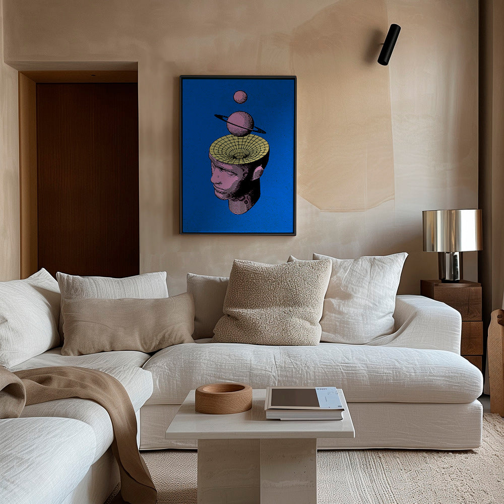Surrealistisk illustration av huvud med planeter – Canvas1