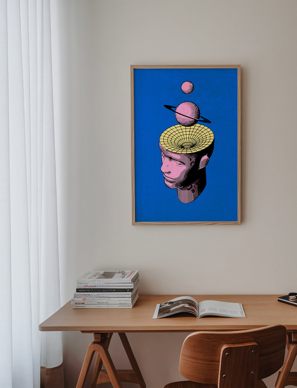 Surrealistisk illustration av huvud med planeter – Product2