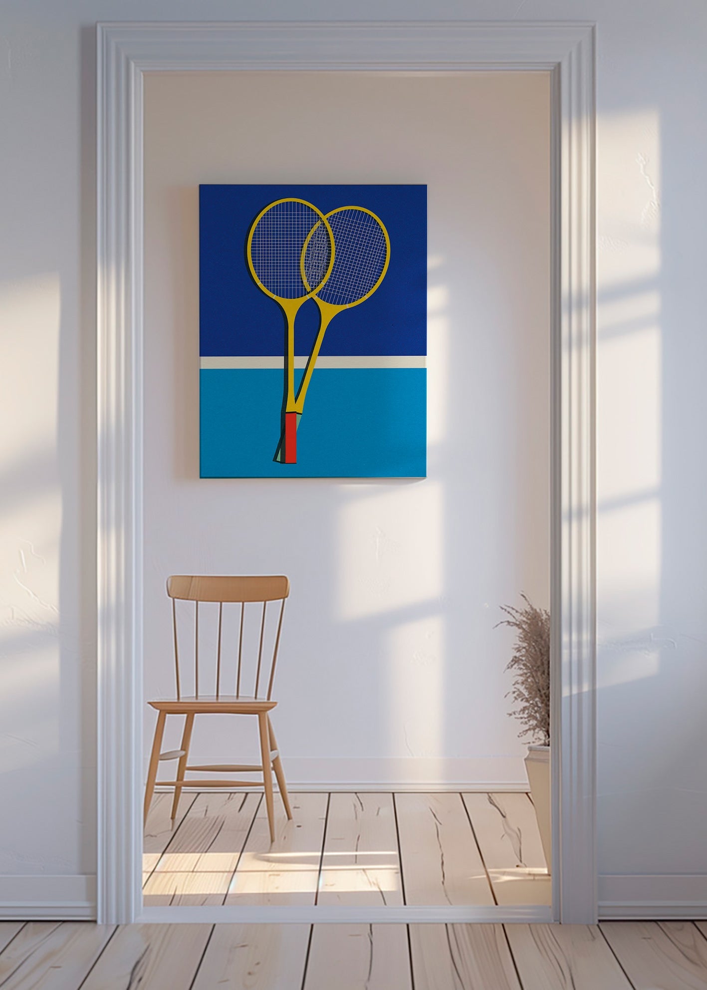 Sportkonst med gula badmintonracketar – Canvas