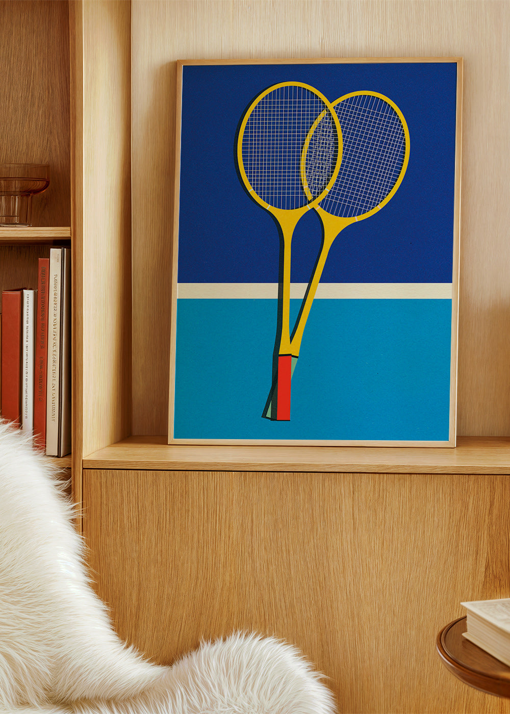 Sportkonst med gula badmintonracketar – Product1