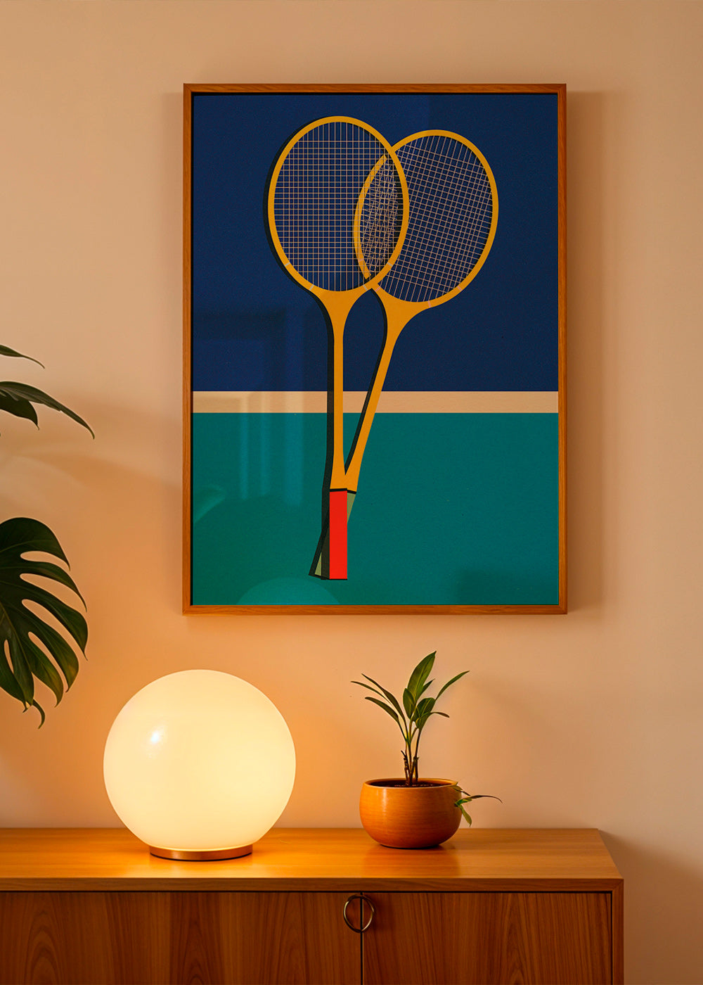Sportkonst med gula badmintonracketar – Product2