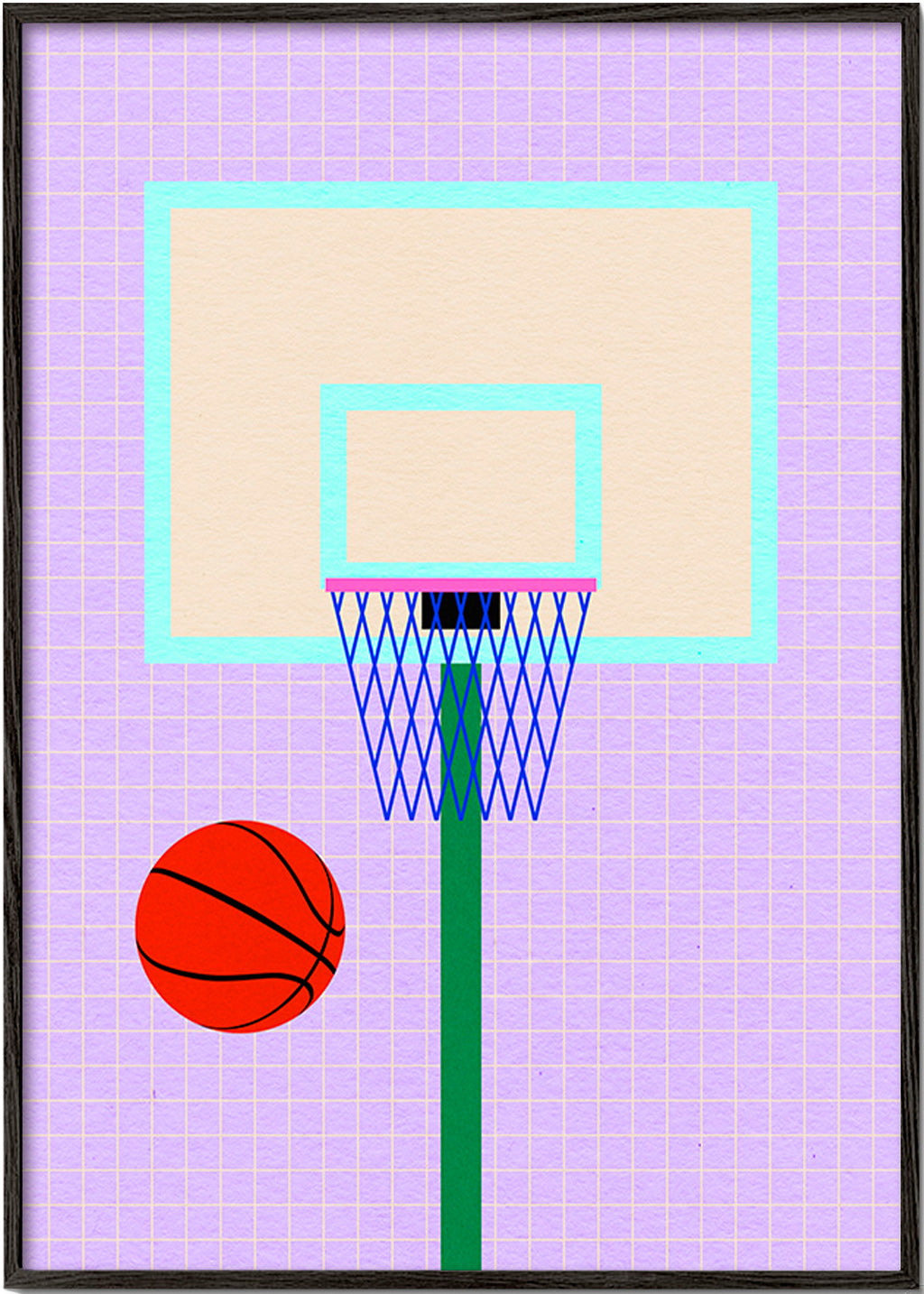 Sportkonst basketillustration med korg – Black Frame