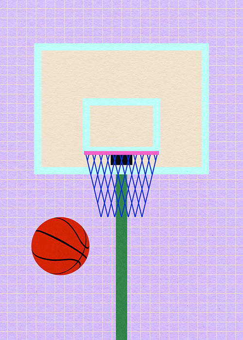 Sportkonst basketillustration med korg