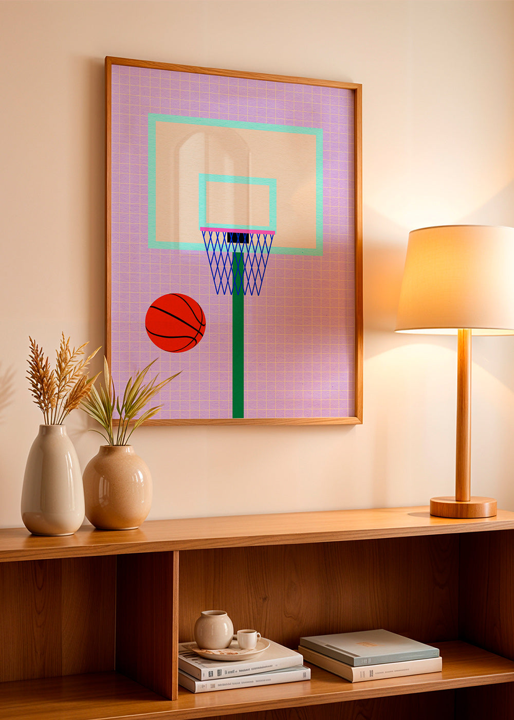 Sportkonst basketillustration med korg – Product3