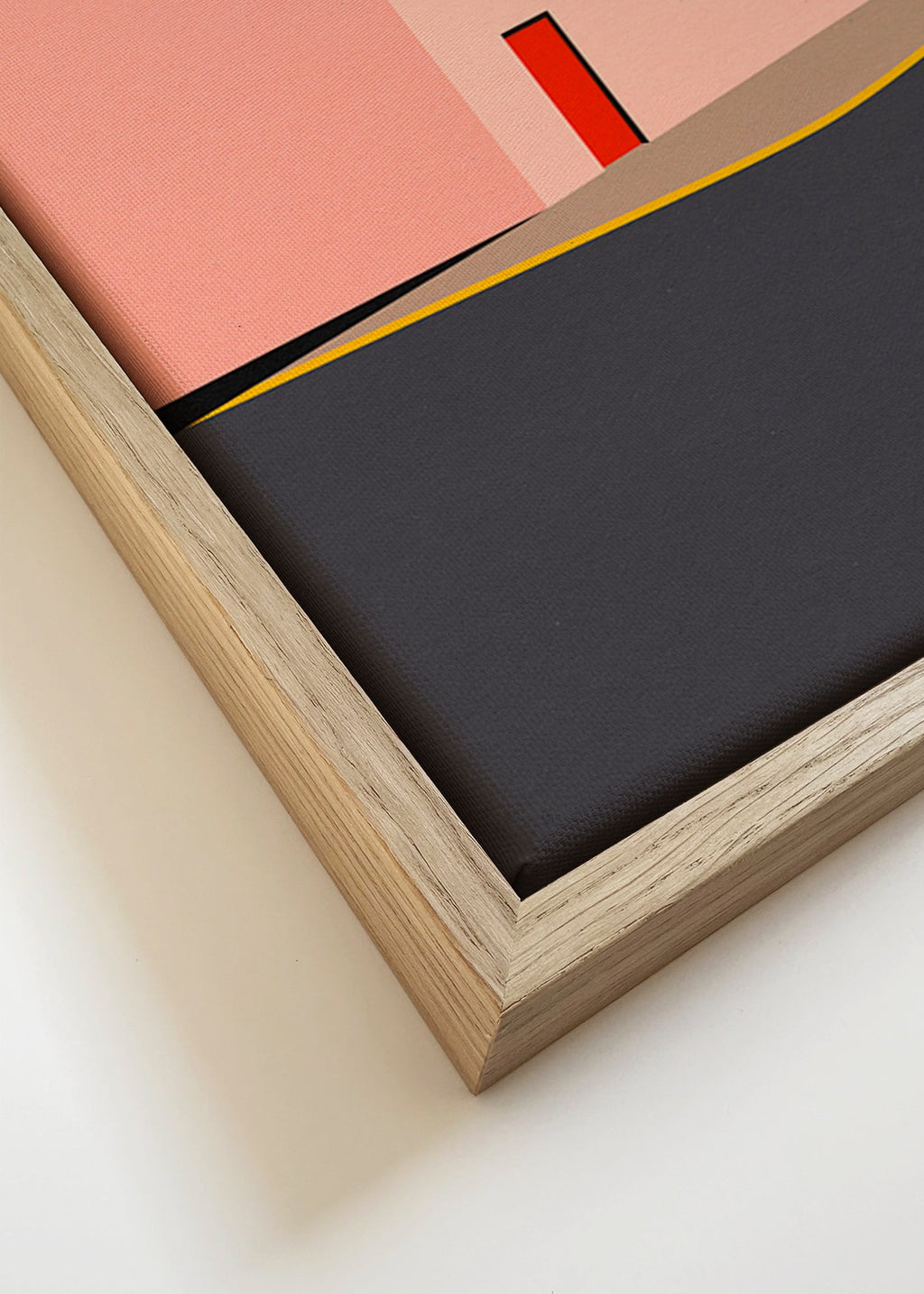 Minimalistisk fasadillustration med röd dörr – Canvas detail