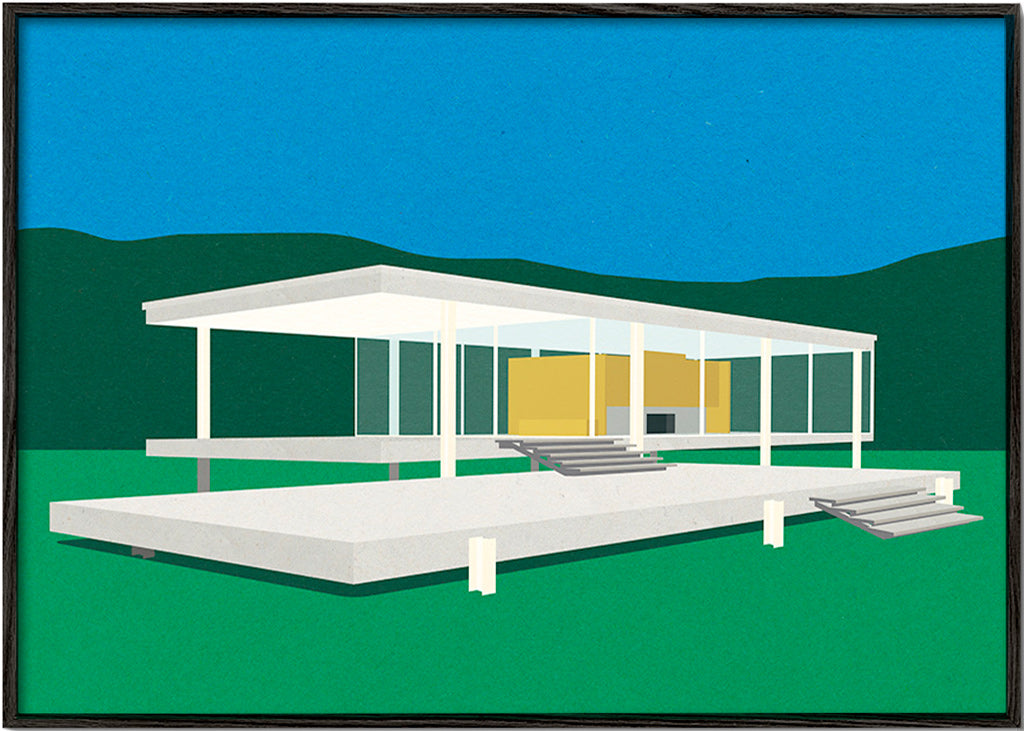 Arkitektonisk illustration av modernt minimalistiskt hus – Black Frame