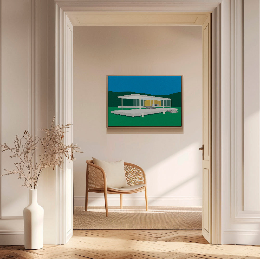 Arkitektonisk illustration av modernt minimalistiskt hus – Canvas1