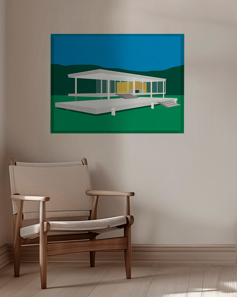 Arkitektonisk illustration av modernt minimalistiskt hus – Canvas