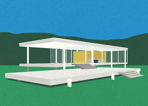 Arkitektonisk illustration av modernt minimalistiskt hus
