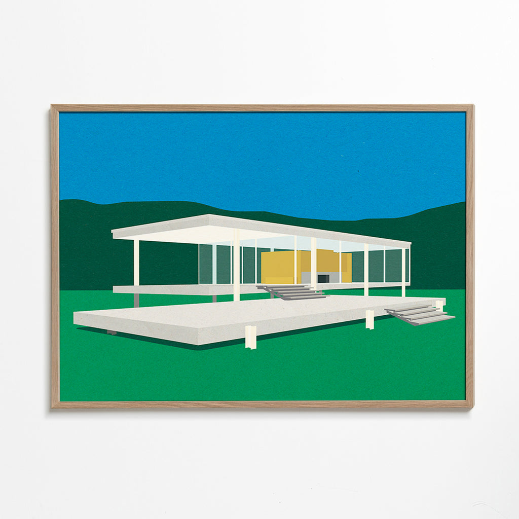 Arkitektonisk illustration av modernt minimalistiskt hus – Oak Frame