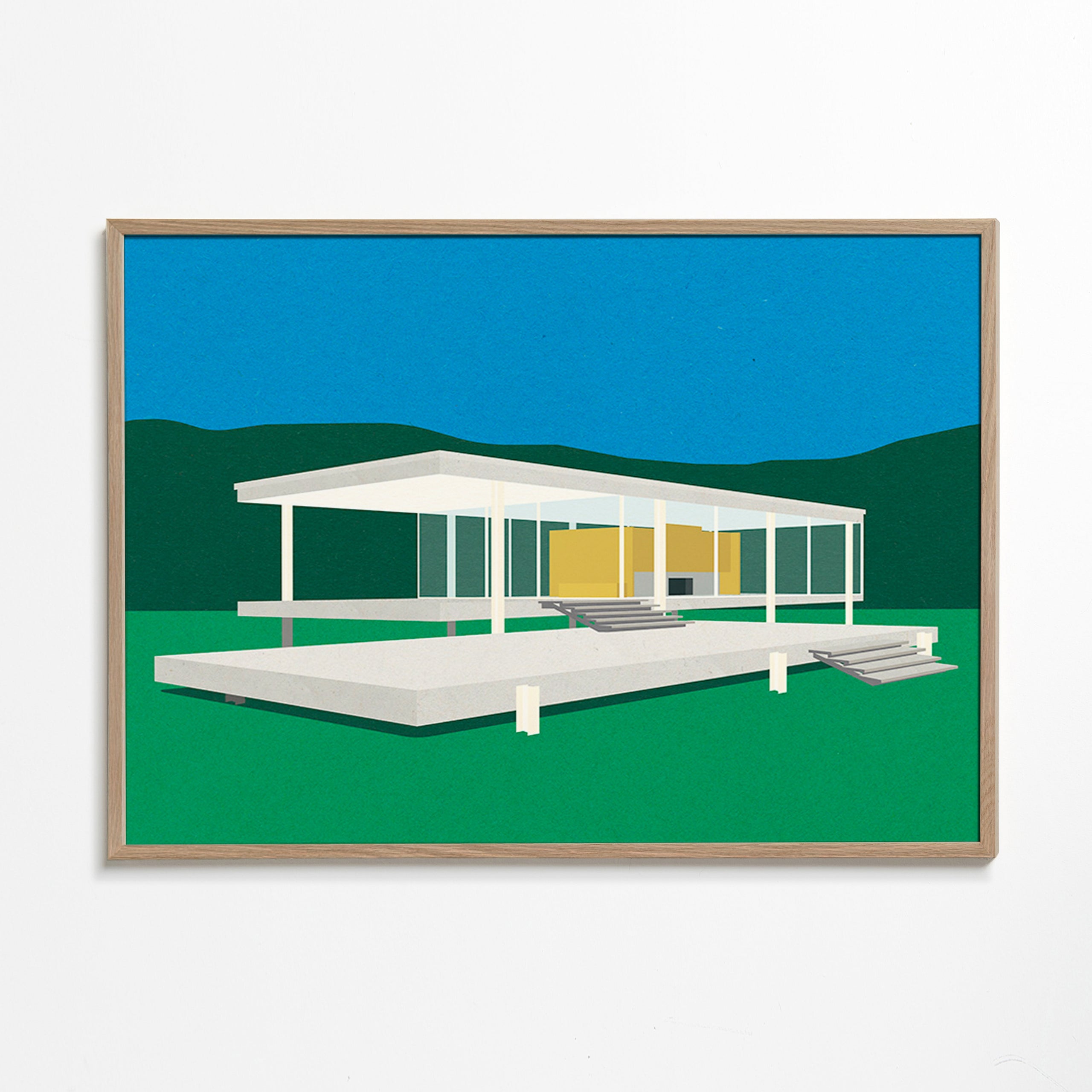 Arkitektonisk illustration av modernt minimalistiskt hus – Oak Frame