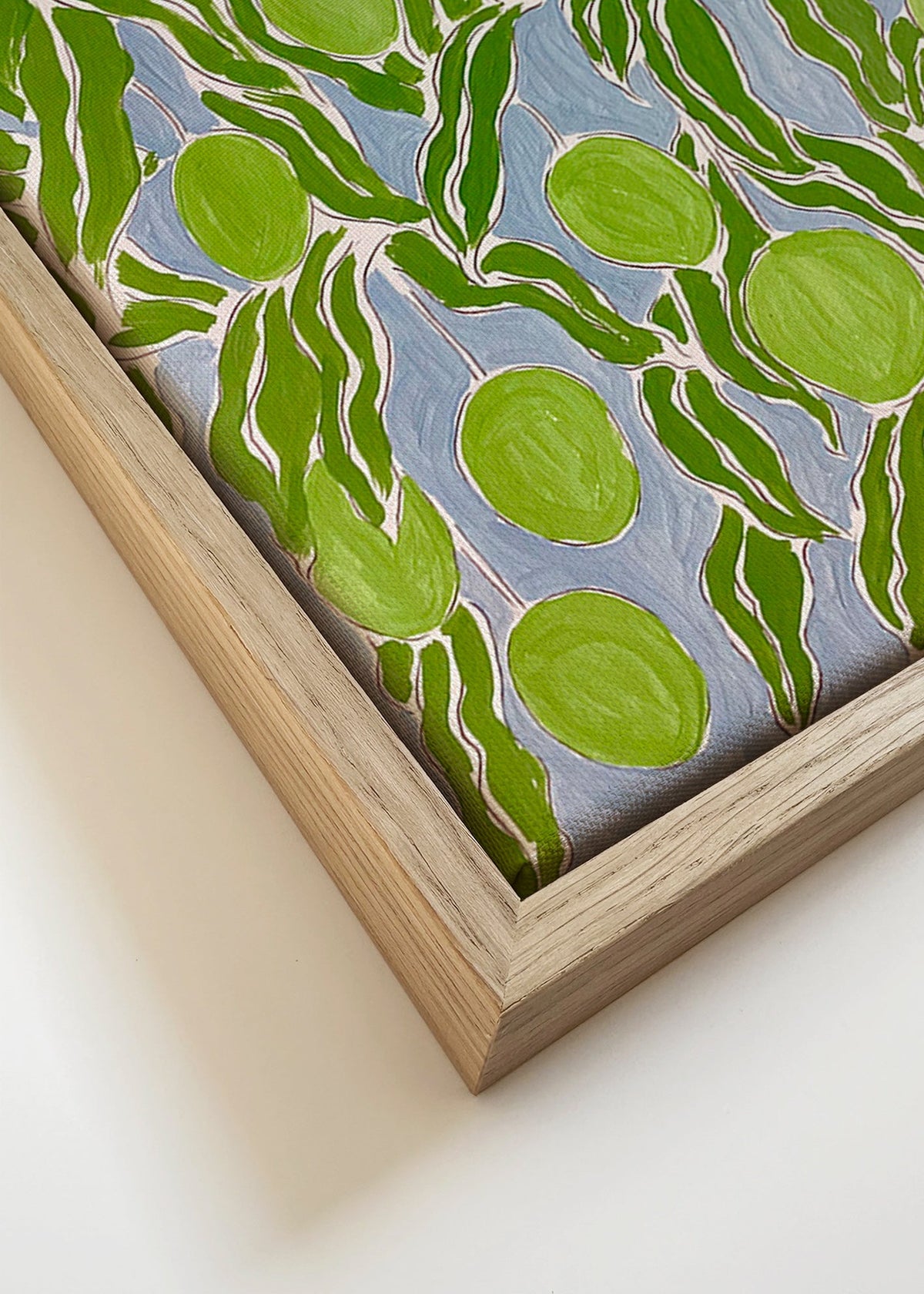Kökskonst med gröna mangogrenar – Canvas detail