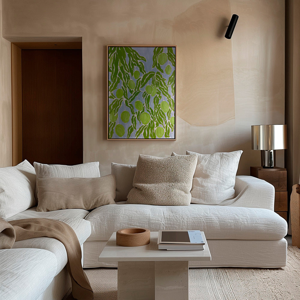 Kökskonst med gröna mangogrenar – Canvas1