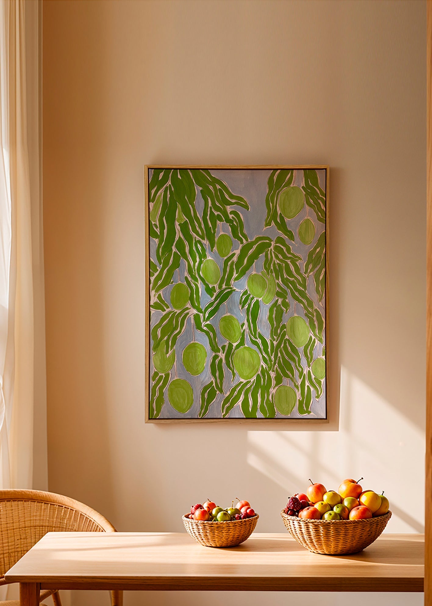 Kökskonst med gröna mangogrenar – Canvas2