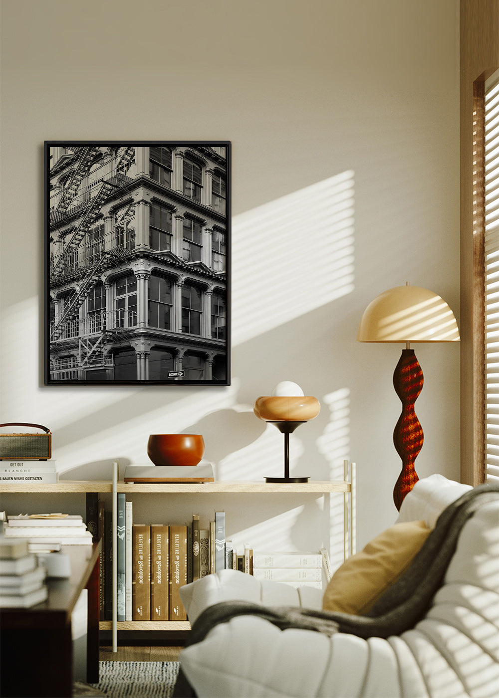 Fotografi av stadshörn med brandstege – Canvas1