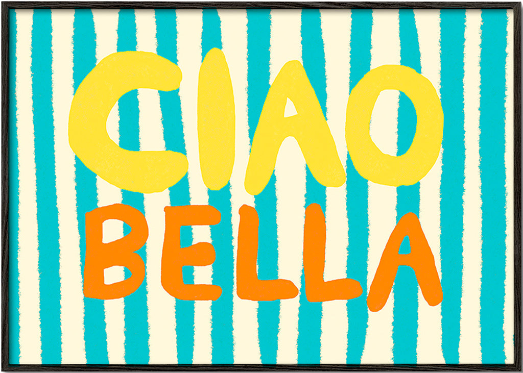 Typografisk illustration Ciao Bella – Black Frame