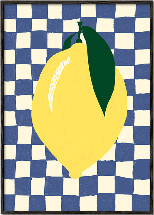 Kökskonst: citronillustration på rutigt mönster – Black Frame