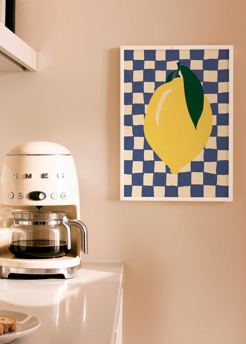 Kökskonst: citronillustration på rutigt mönster – Product1