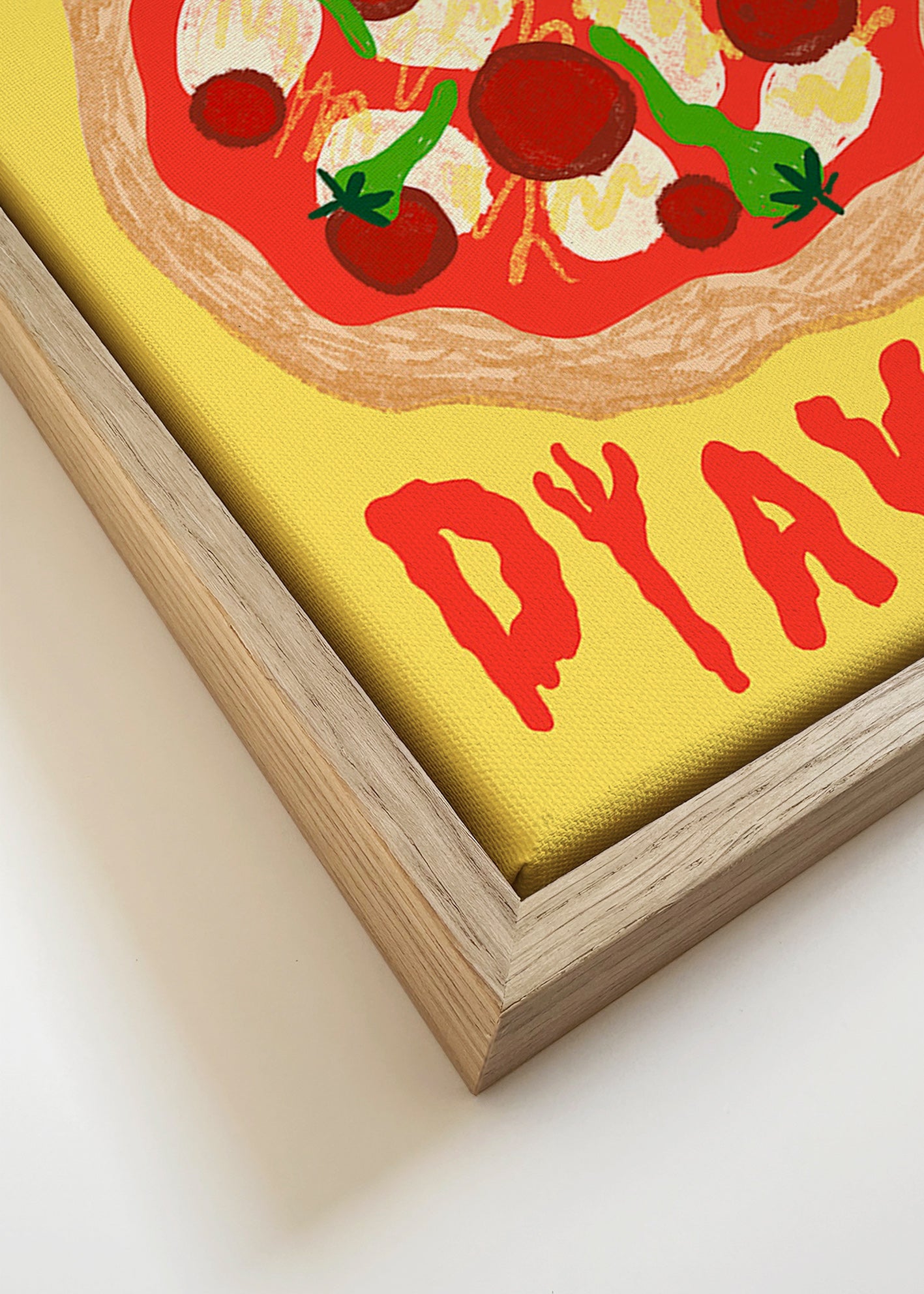 Kökskonst: Pizza Diavola illustration – Canvas detail