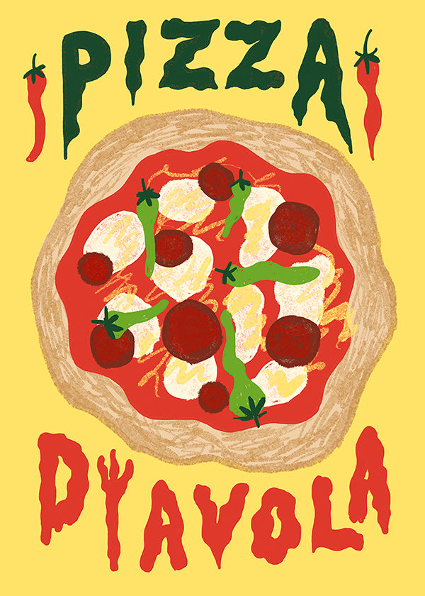 Kökskonst: Pizza Diavola illustration
