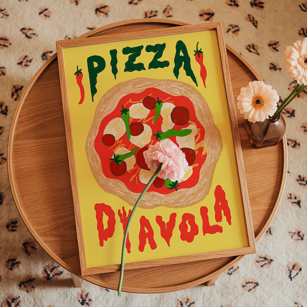 Kökskonst: Pizza Diavola illustration – Product1